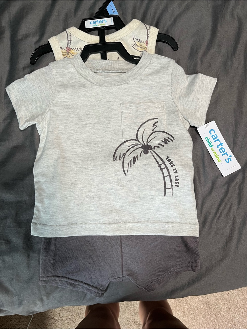 Carter's Child of Mine Baby Boy Outfit Set, 3-Piece Brown Palm Tree